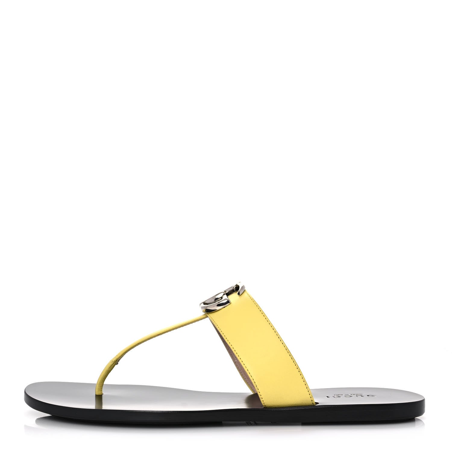 Gucci Calfskin GG Marmont Thong Sandals 37 Banana 1 of 10