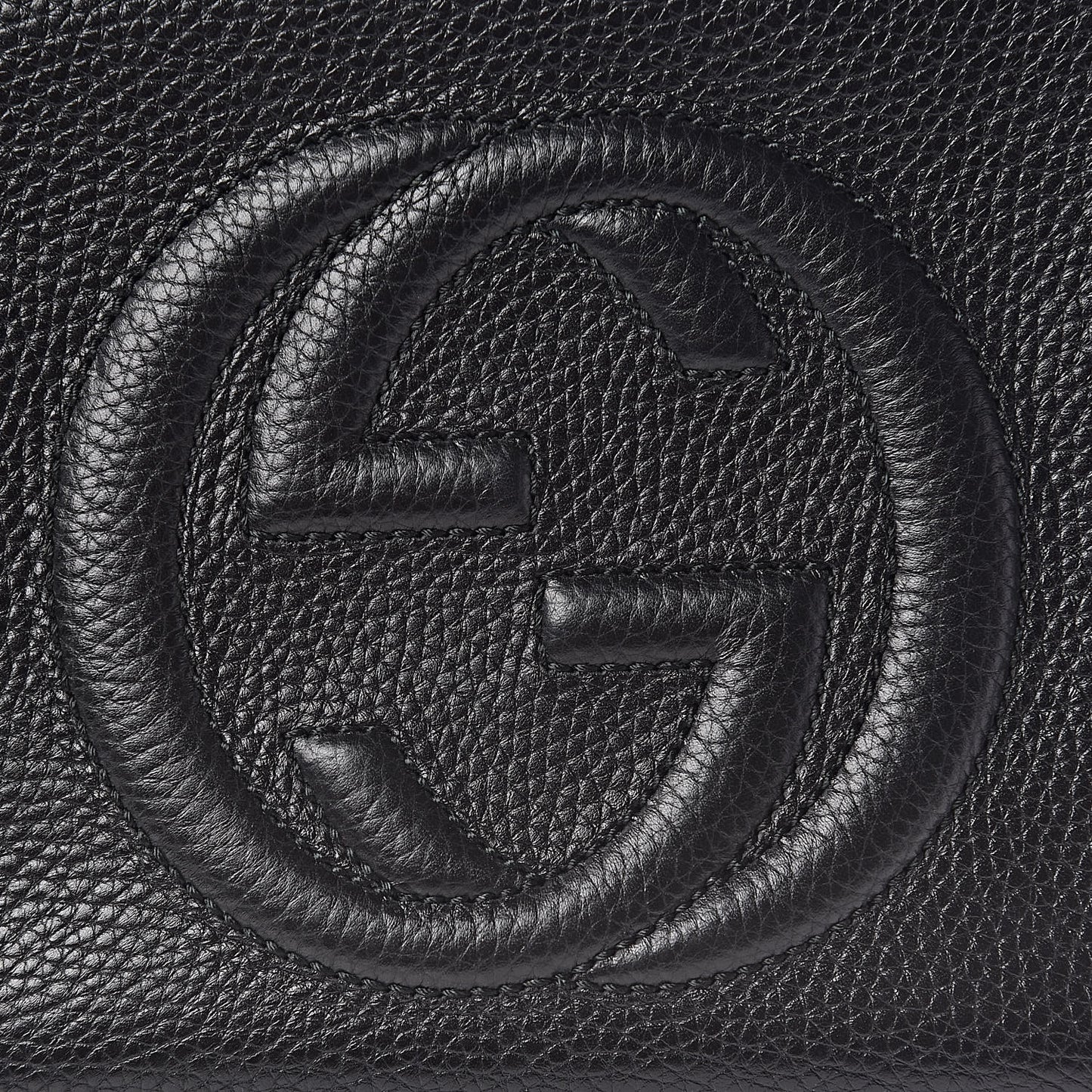 Pebbled Calfskin Small Soho Disco Bag Black