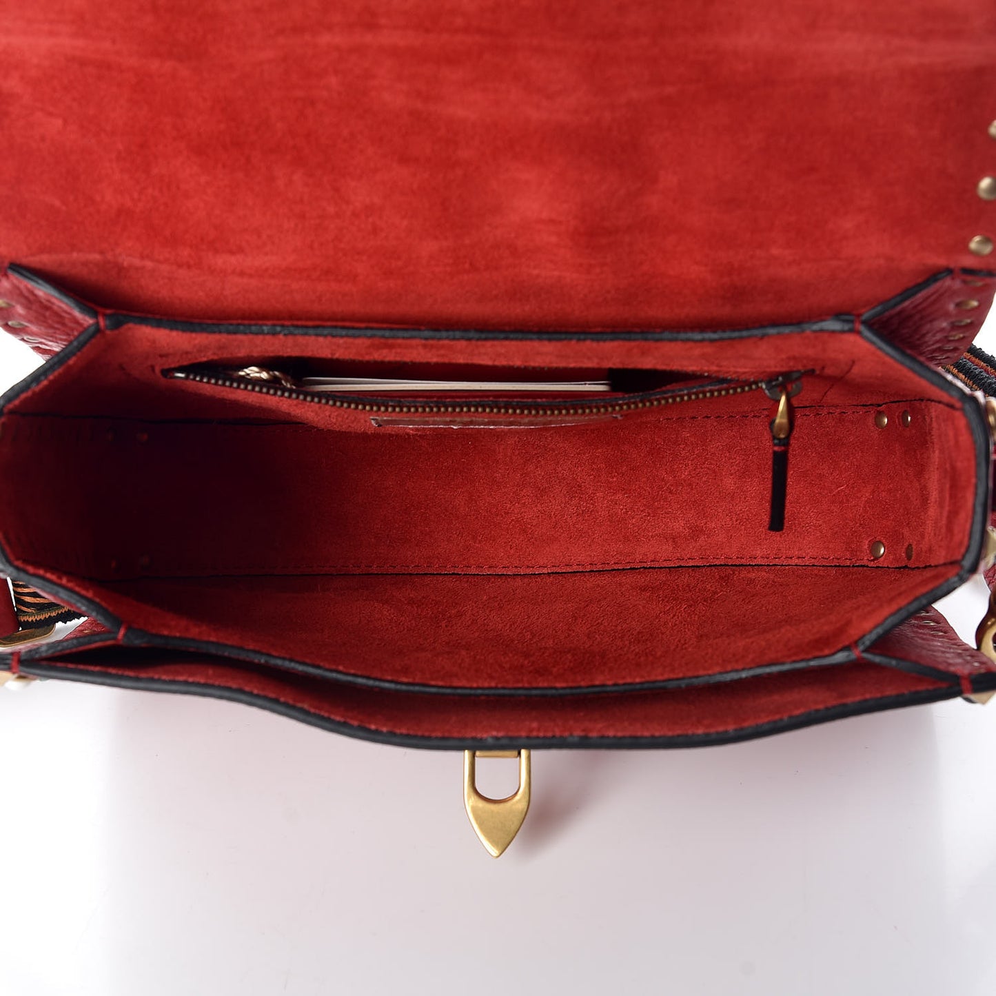 Calfskin Enchanted Wonderland Medium Guitar Strap Rockstud Rolling Flap Saddle Bag Rosso Valentino
