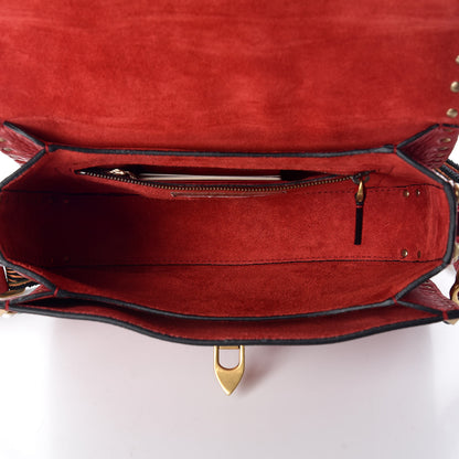Valentino Garavani Calfskin Enchanted Wonderland Medium Guitar Strap Rockstud Rolling Flap Saddle Bag Rosso Valentino 7 of 9