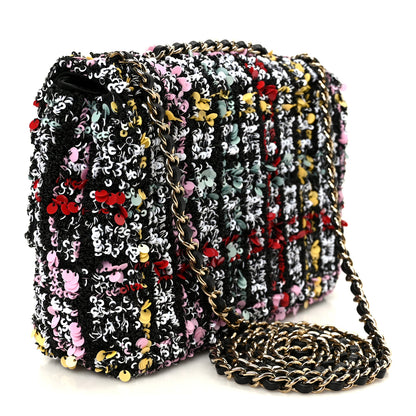 Chanel Tweed Sequin Small Single Flap Black Red Multicolor 3 of 11