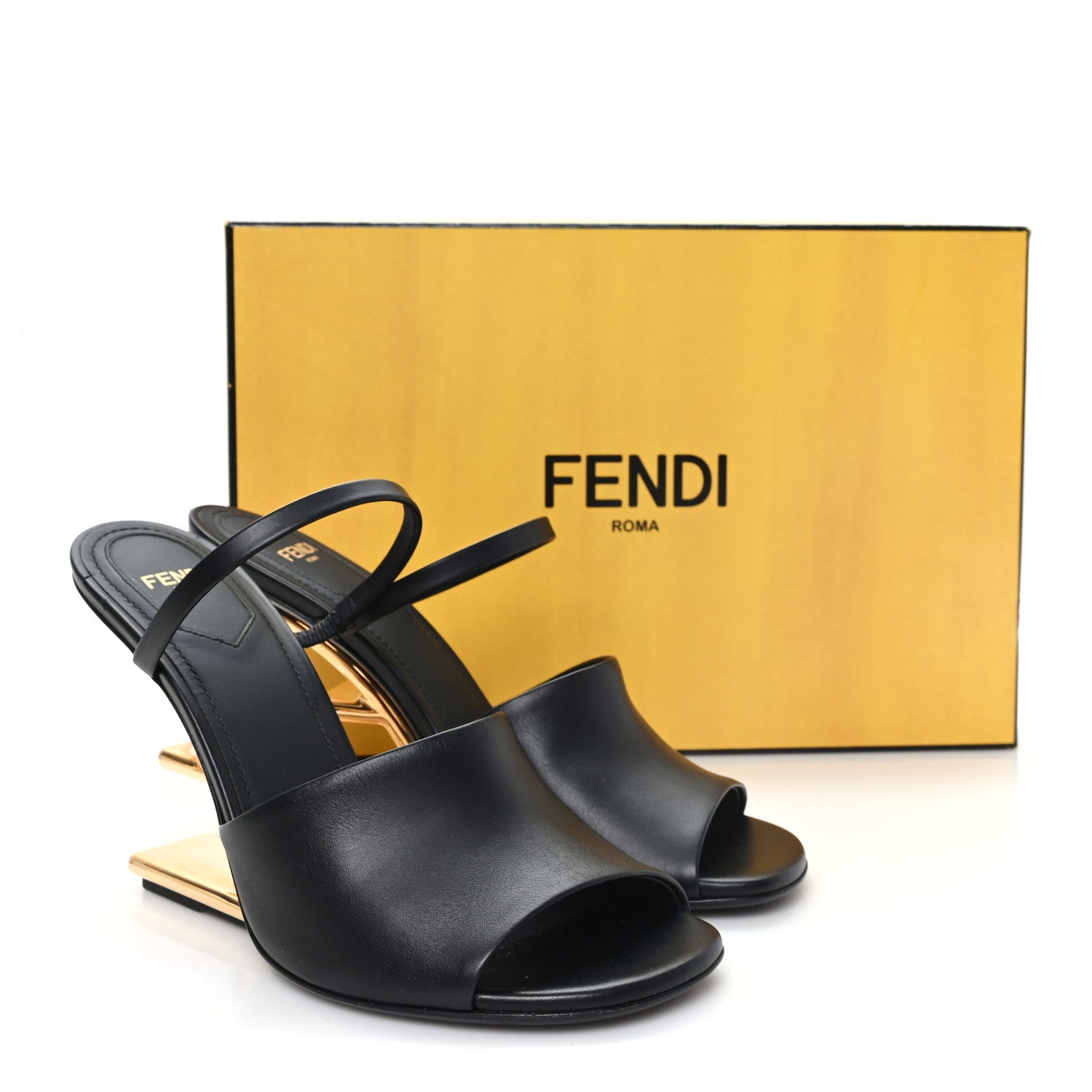 Fendi Calfskin Fendi First 95mm Slide Sandals 38 Black 9 of 9