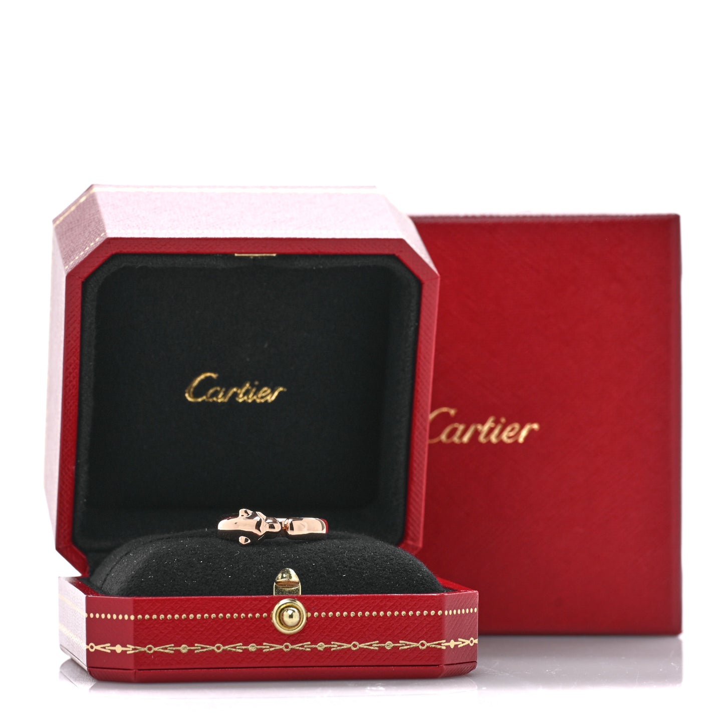 18K Pink Gold Tsavorite Black Onyx Panthere De Cartier Ring 52 6