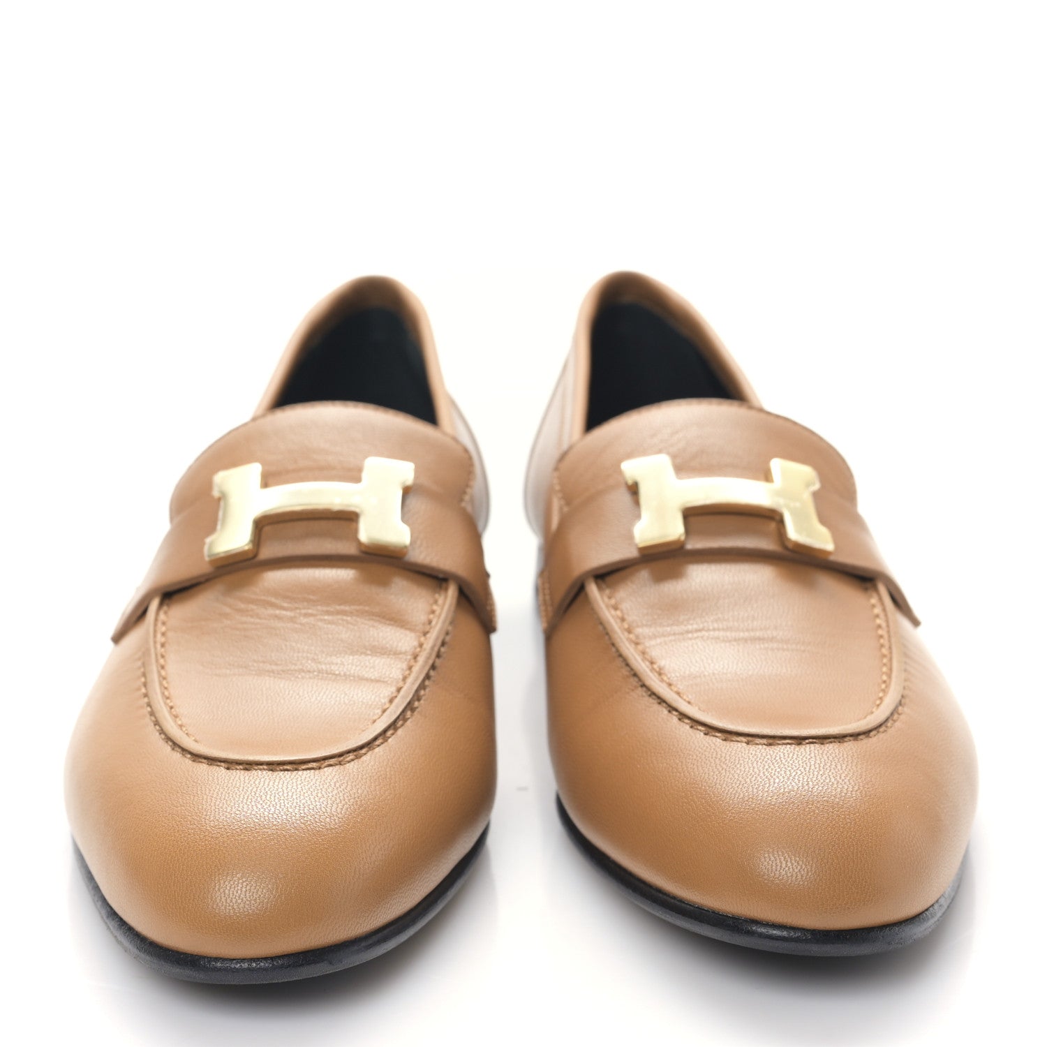 Hermes Goatskin Womens Paris Loafers 37 Naturel 2 of 8