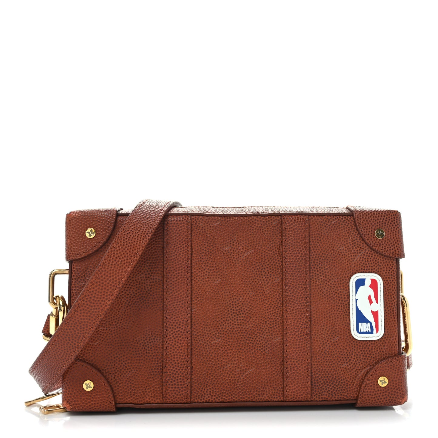 X NBA Monogram Embossed Ball Grain Cowhide Soft Trunk Wallet Brown