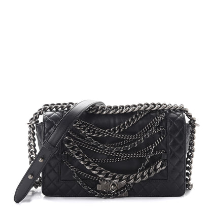 Chanel Calfskin Enchained Medium Boy Flap Black 1 of 9