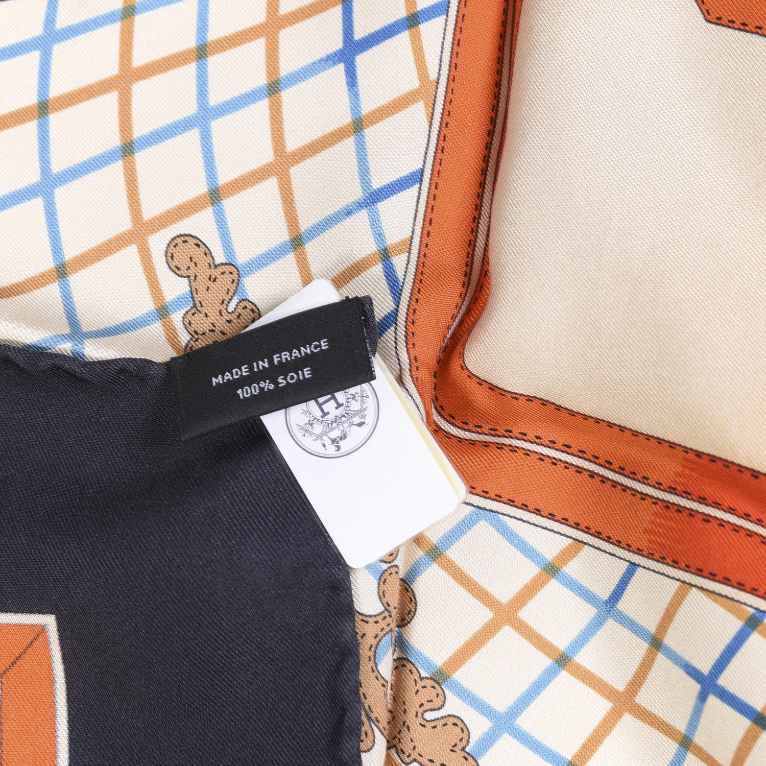 Hermes Silk Grande Tenue Scarf 90 Black Beige Orange 6 of 7