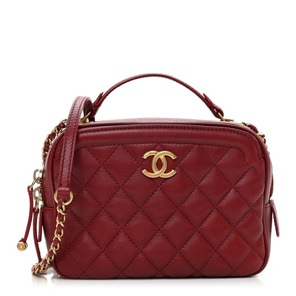 Chanel Calfskin Quilted CC Small Vanity Case Dark Red 1 of 12