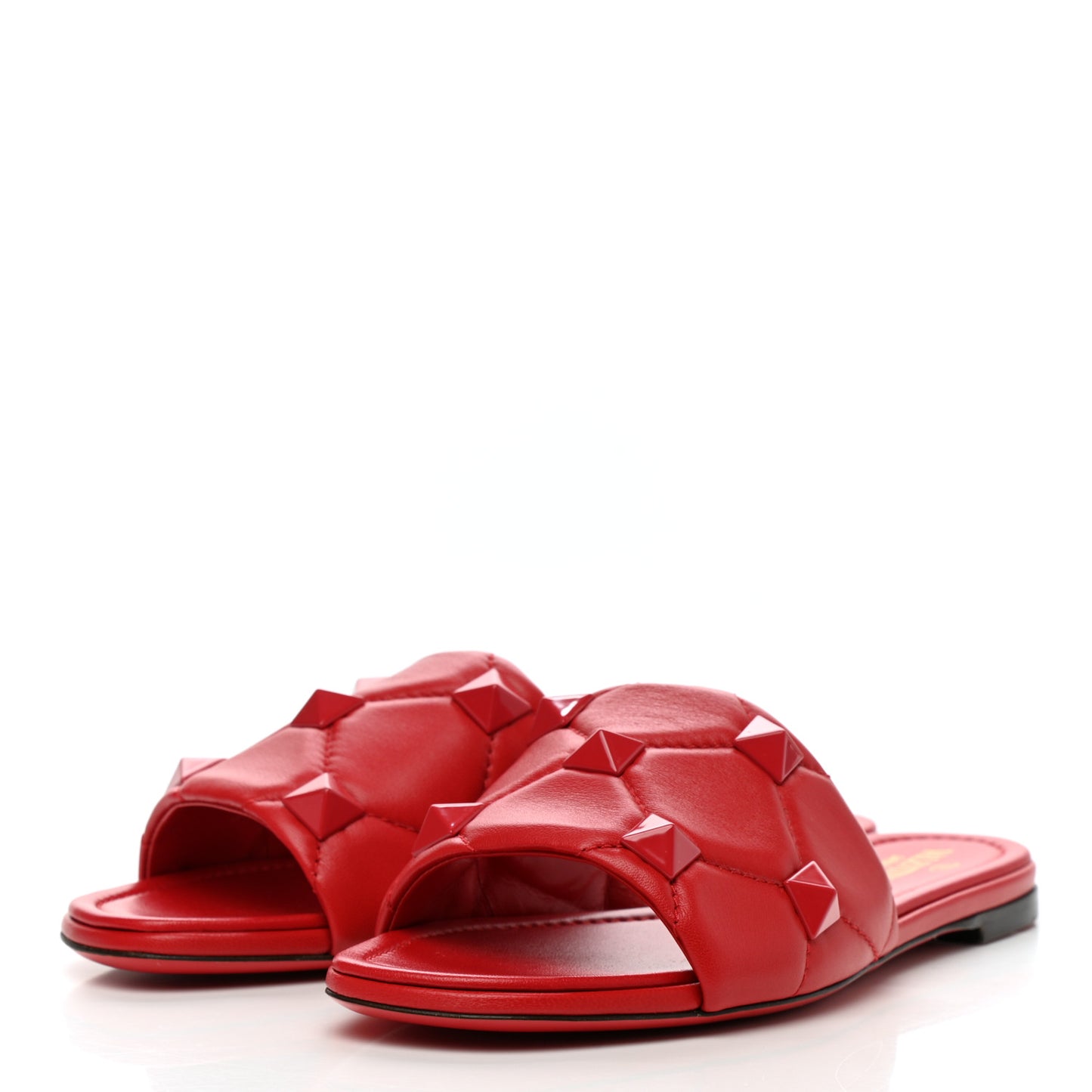 Nappa Monochrome Roman Stud Flat Slide Sandals 40 Rouge Pur