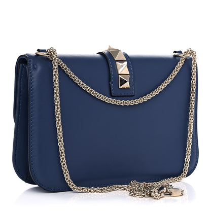 Valentino Garavani Vitello Medium Glam Lock Rockstud Flap Indigo 2 of 10