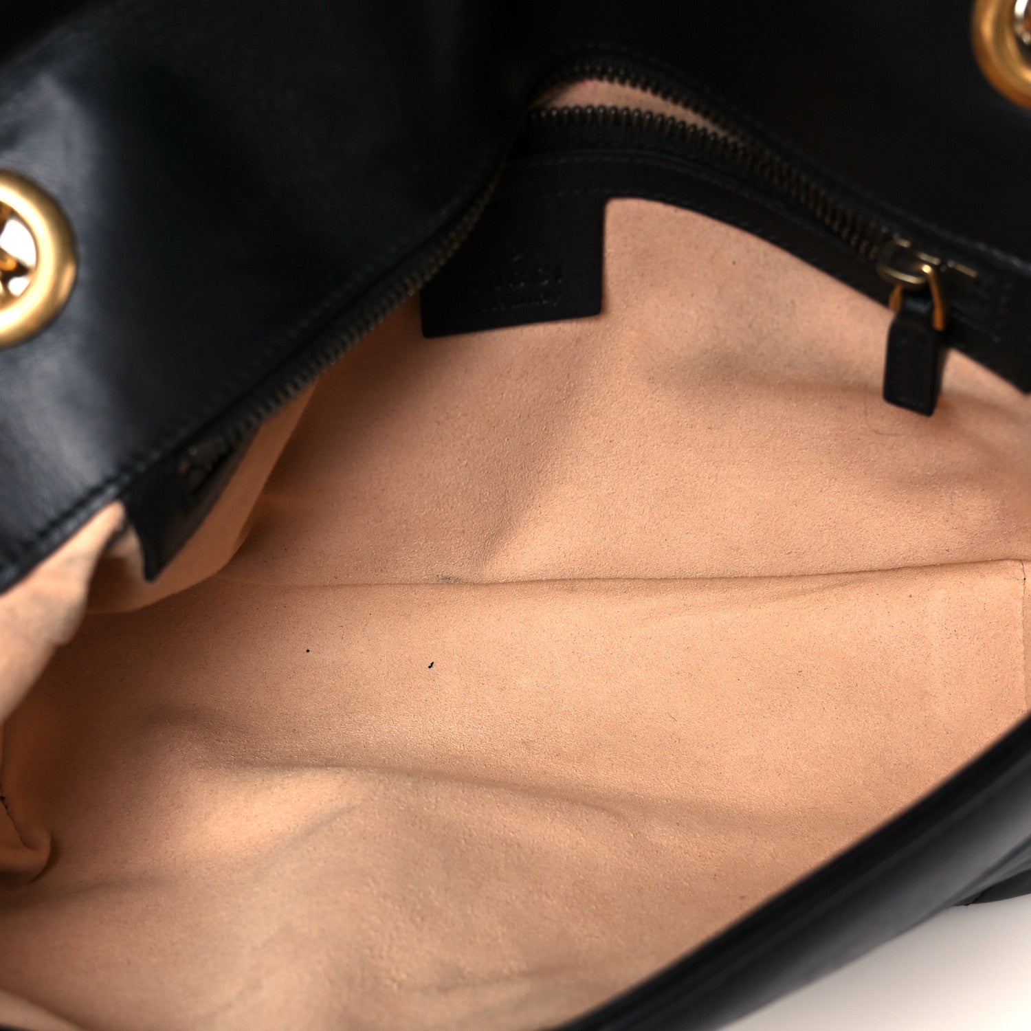 Gucci Calfskin Matelasse Small GG Marmont Shoulder Bag Black 5 of 11