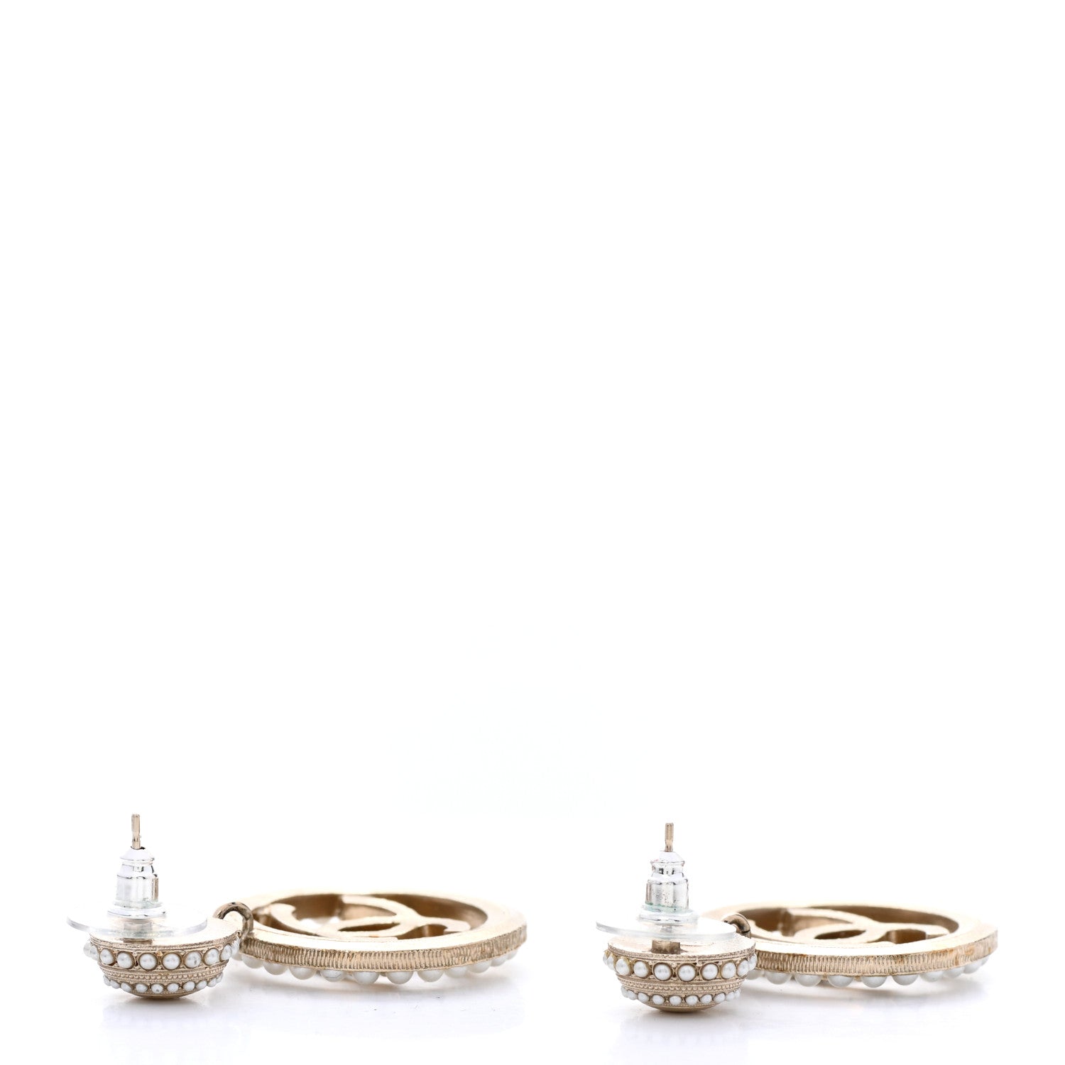 Chanel Pearl CC Round Earrings Gold 3 of 5
