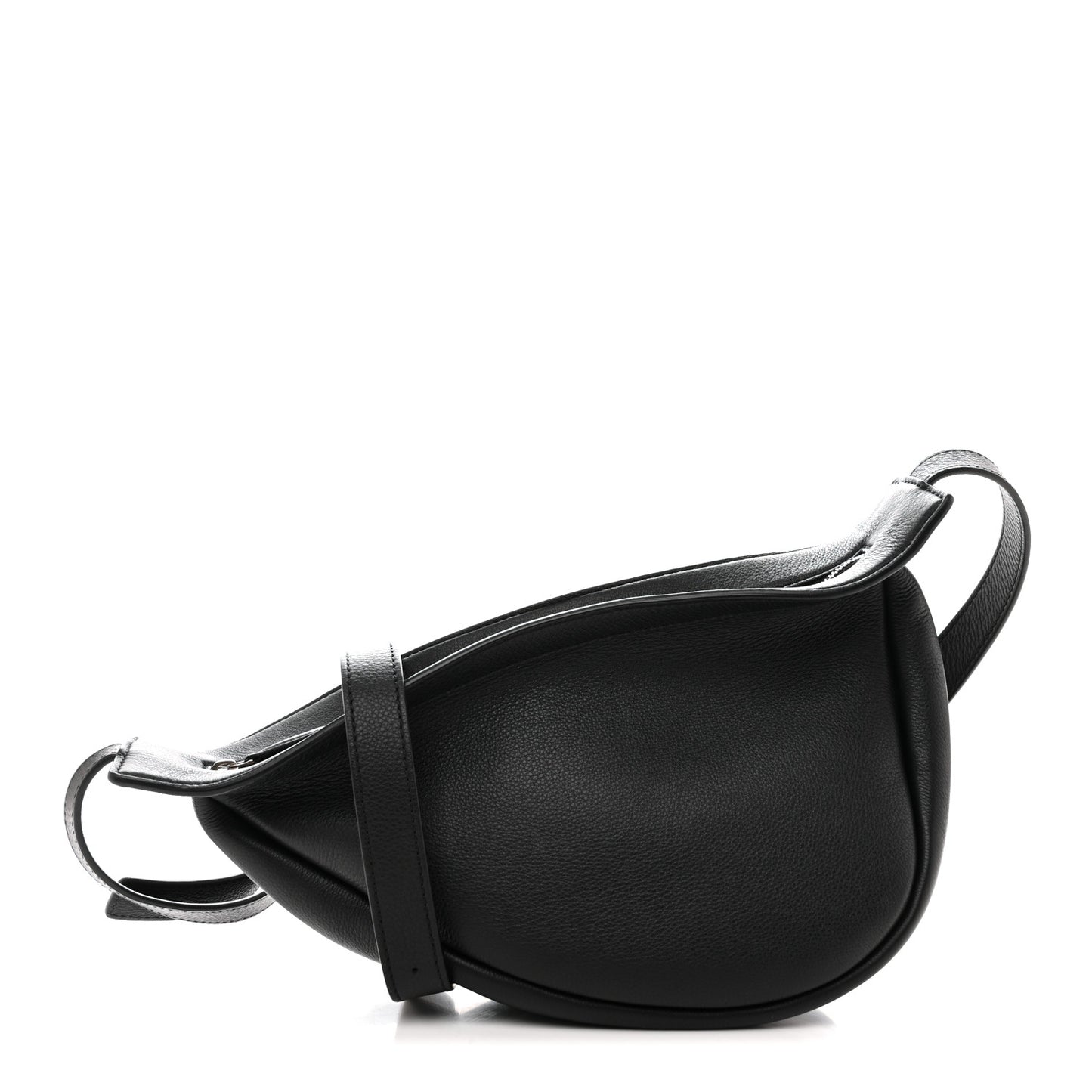 Grained Calfskin Small Slouchy Banana Bag Black
