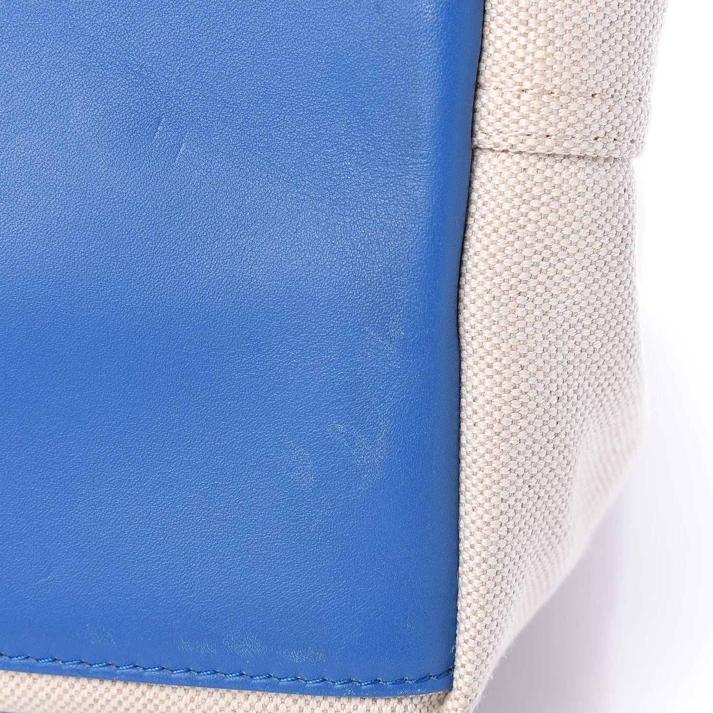 Cotton Canvas Satin Calfskin S Navy Cabas Natural Bleu