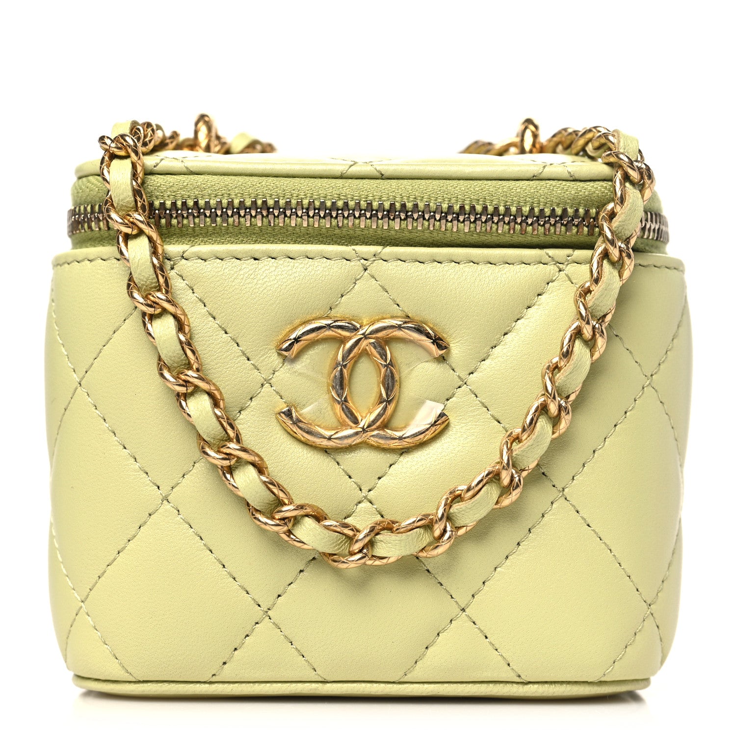 Chanel Lambskin Quilted CC Mini Vanity Case With Chain Light Green 1 of 10