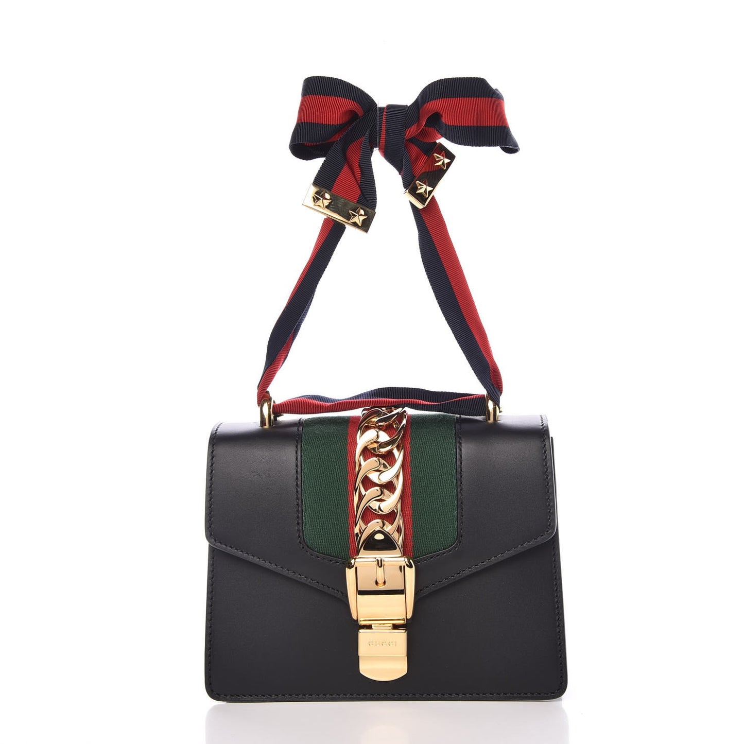 Calfskin Mini Sylvie Chain Shoulder Bag Black