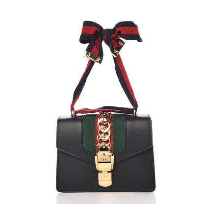 Gucci Calfskin Mini Sylvie Chain Shoulder Bag Black 3 of 8