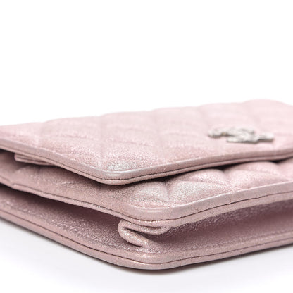 Chanel Iridescent Calfskin Quilted Wallet on Chain WOC Light Pink 10 of 12