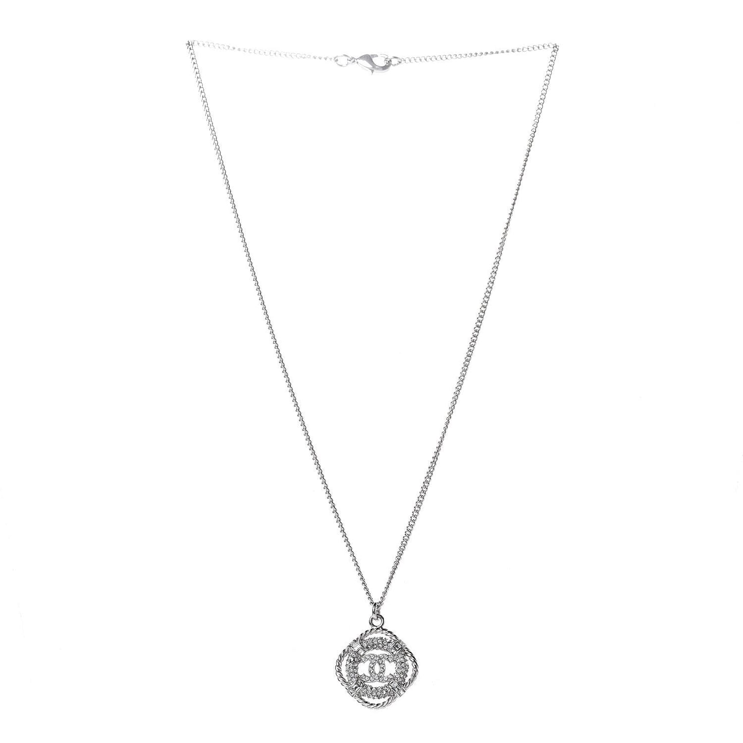 Crystal CC Life Float Necklace Silver