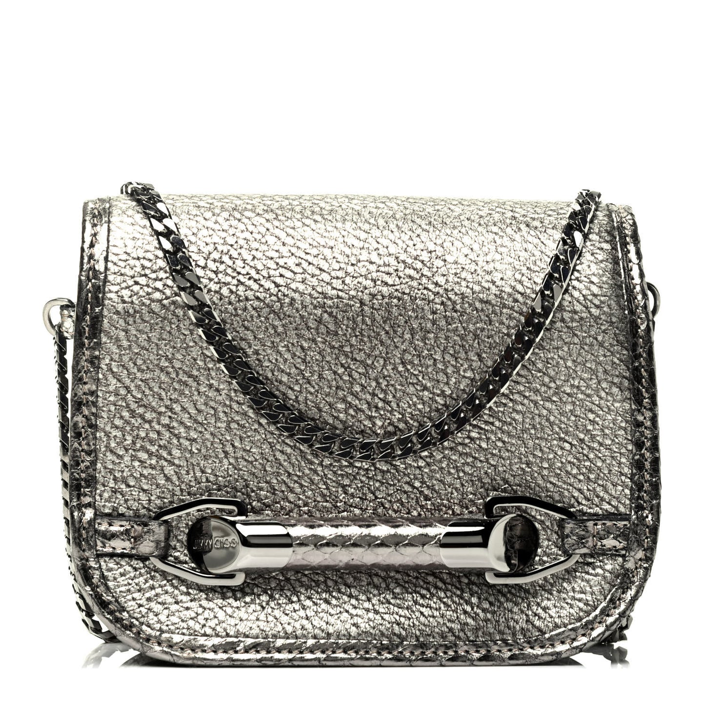 Metallic Elaphe Zadie Crossbody Bag Silver