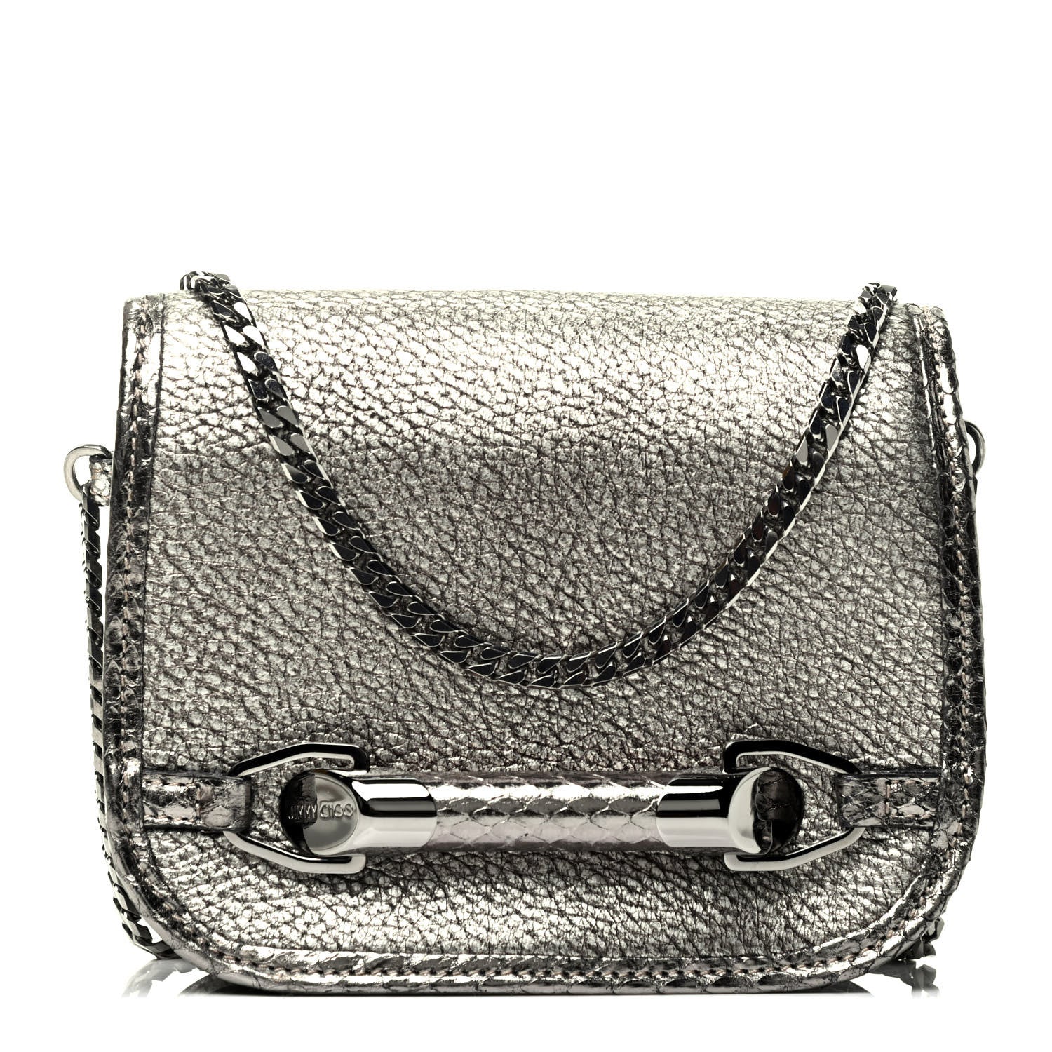 Jimmy Choo Metallic Elaphe Zadie Crossbody Bag Silver 1 of 4