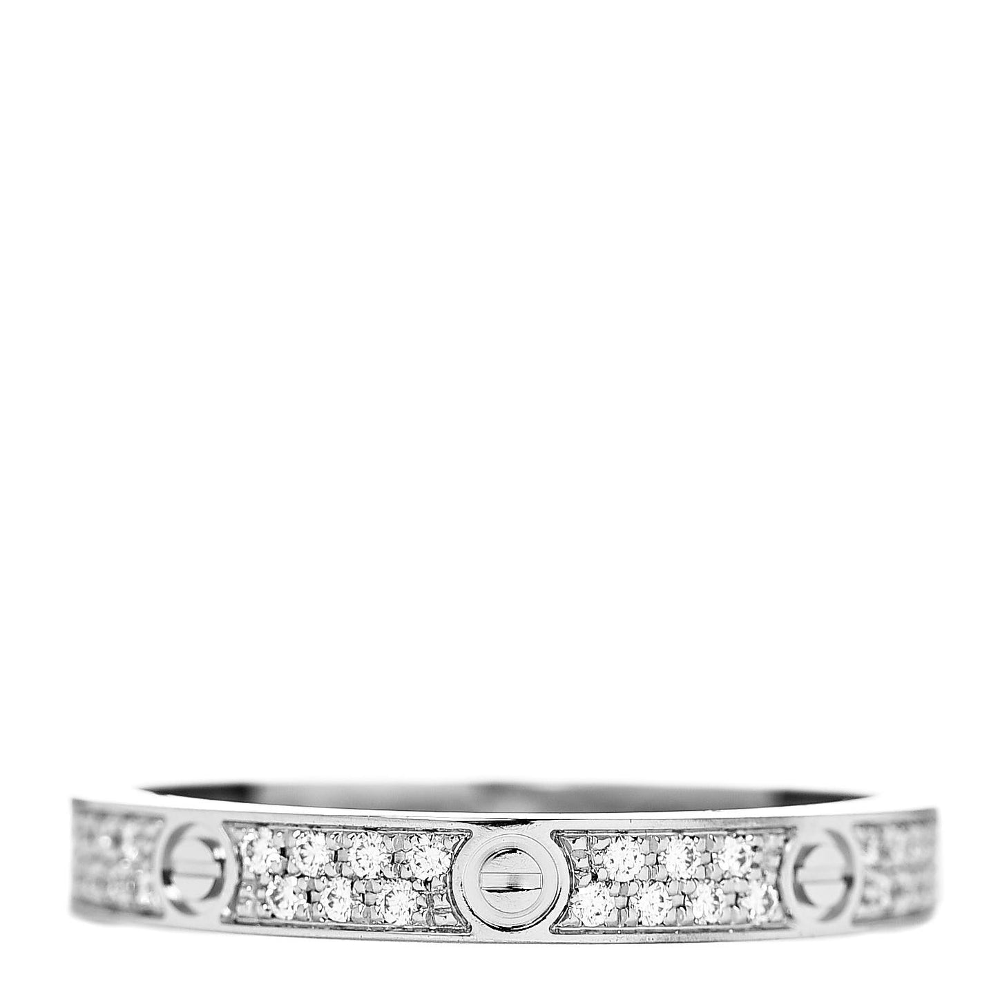 18K White Gold Diamond 2.6mm LOVE Paved Band Ring 50 5.25