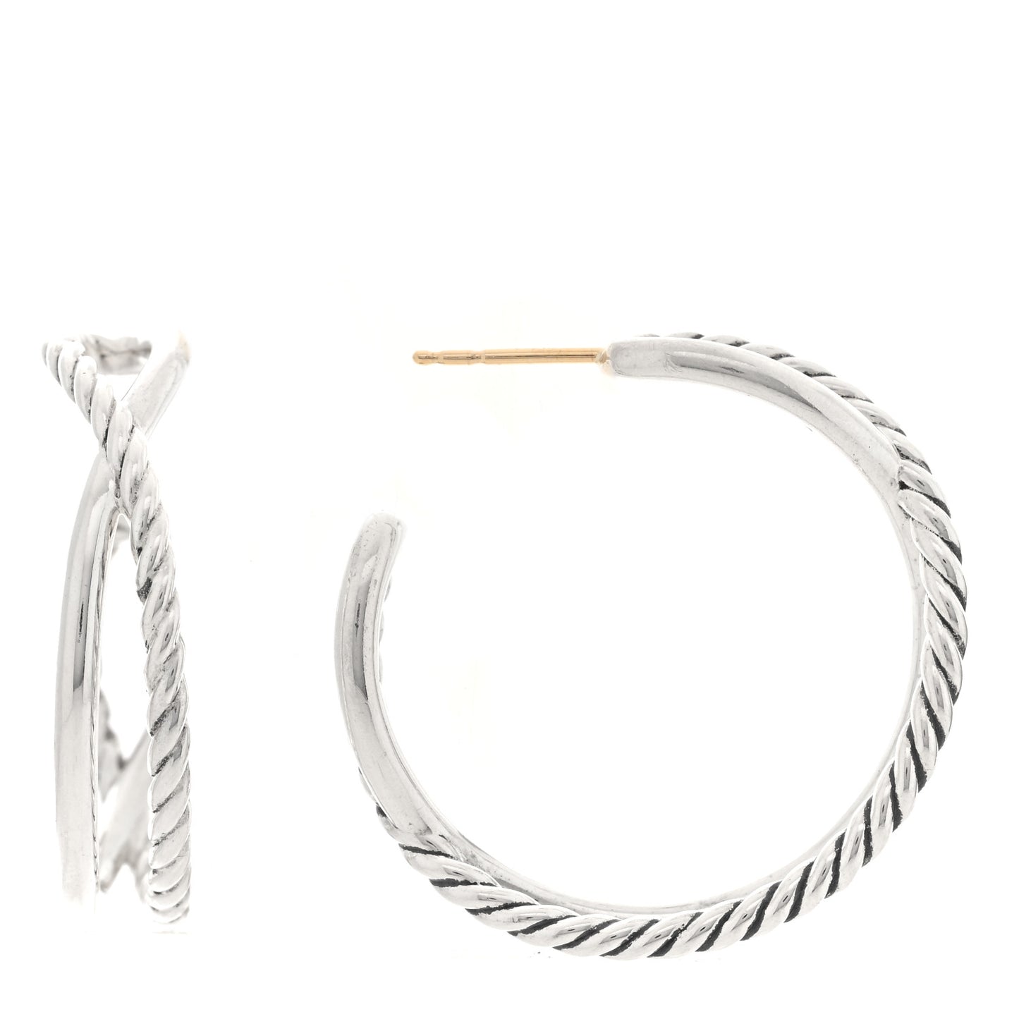 Sterling Silver Crossover Cable Hoop Earrings