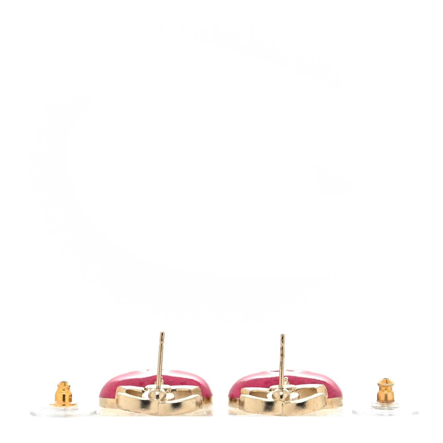 Crystal CC Resin Heart Drop Earrings Pink Gold