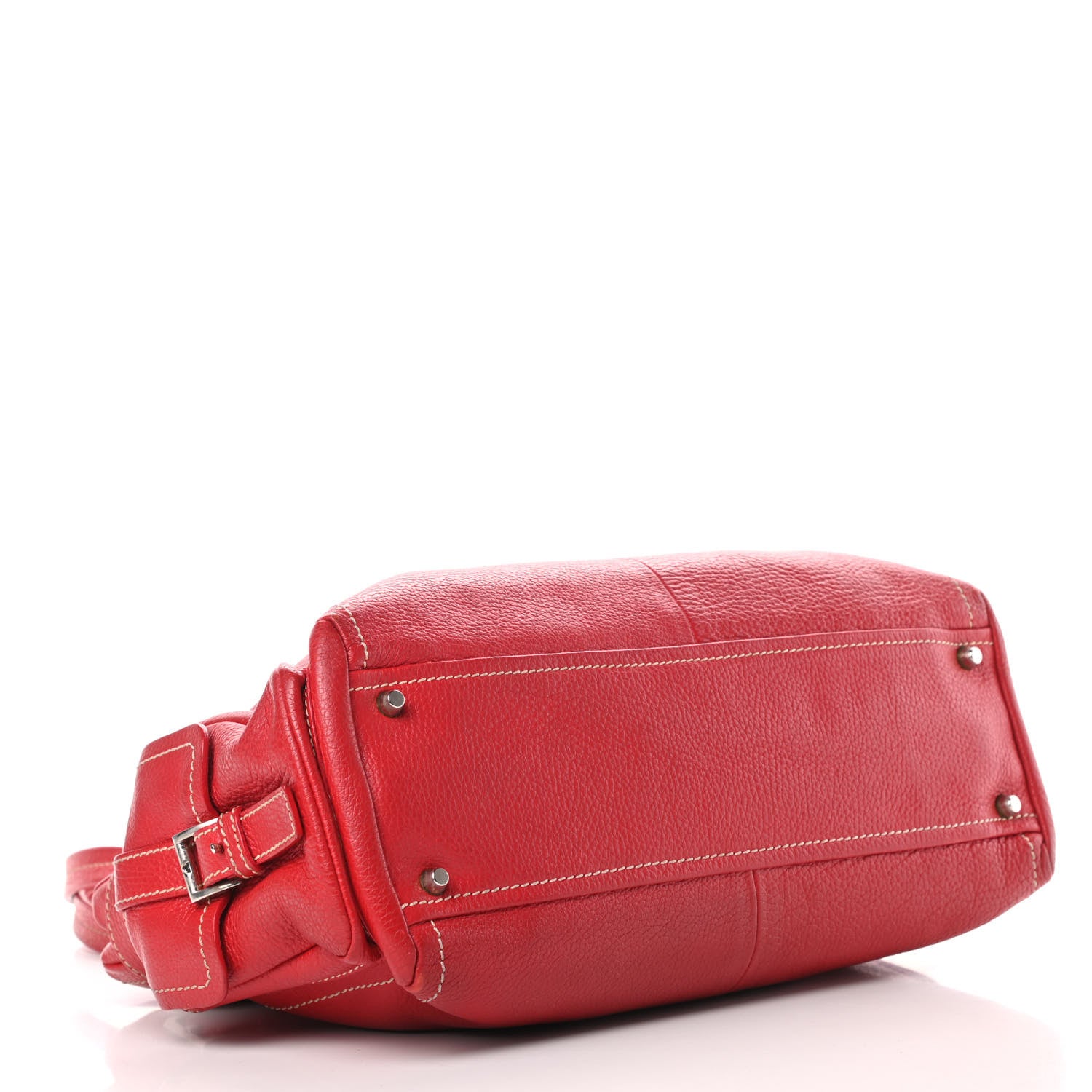 Prada Vitello Daino Buckle Shoulder Bag Rosso 9 of 17