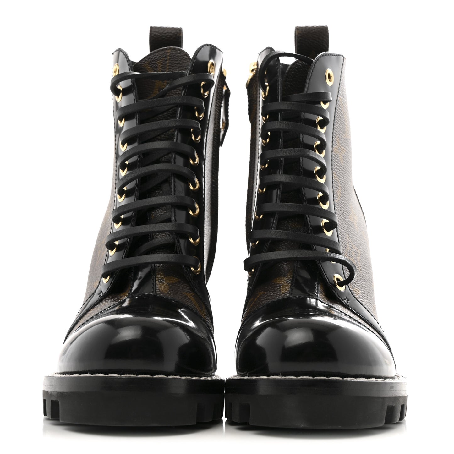 Patent Calfskin Monogram Star Trail Ankle Boots 36 Black