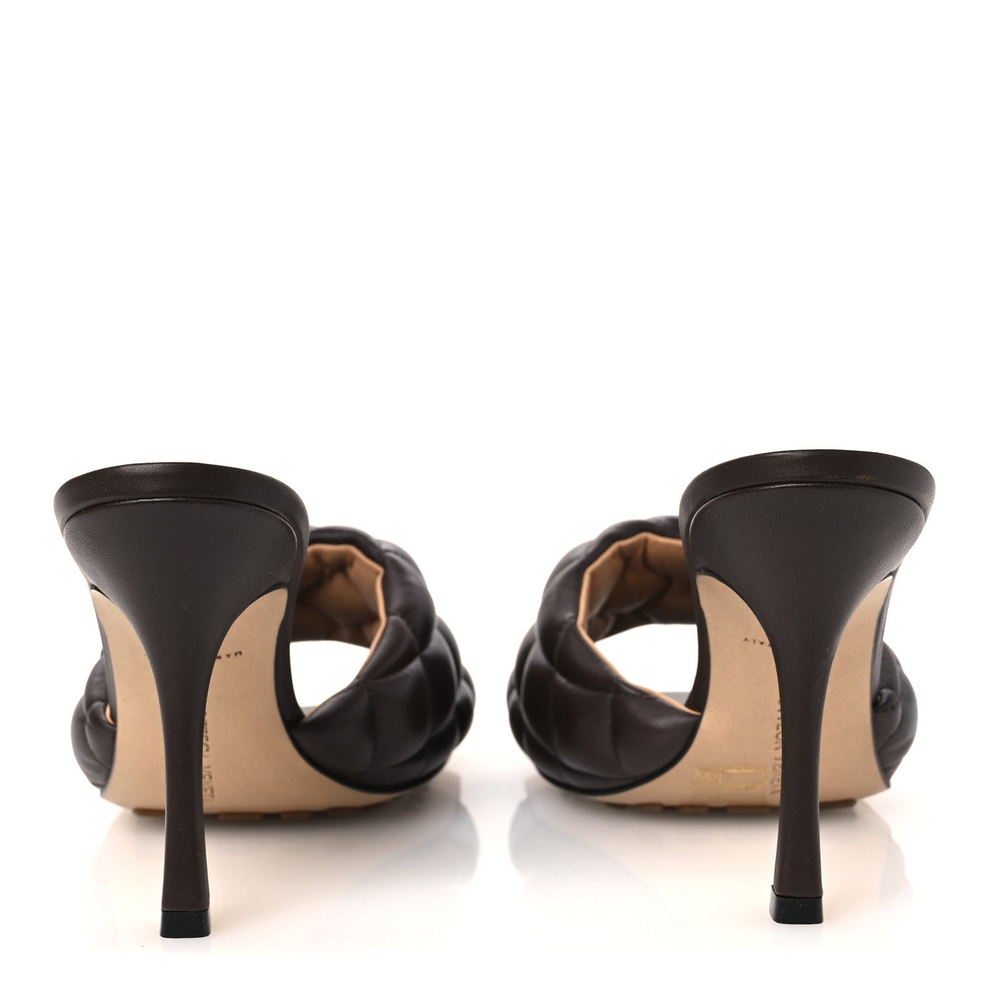 Nappa Matelasse Padded Mule Sandals 40 Chocolate Spread