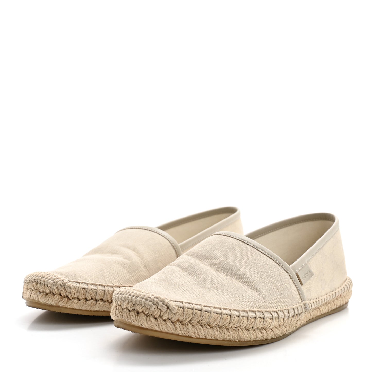 Washed Cotton Miro Soft Calfskin GG Monogram Espadrilles 37.5 White Mystic White