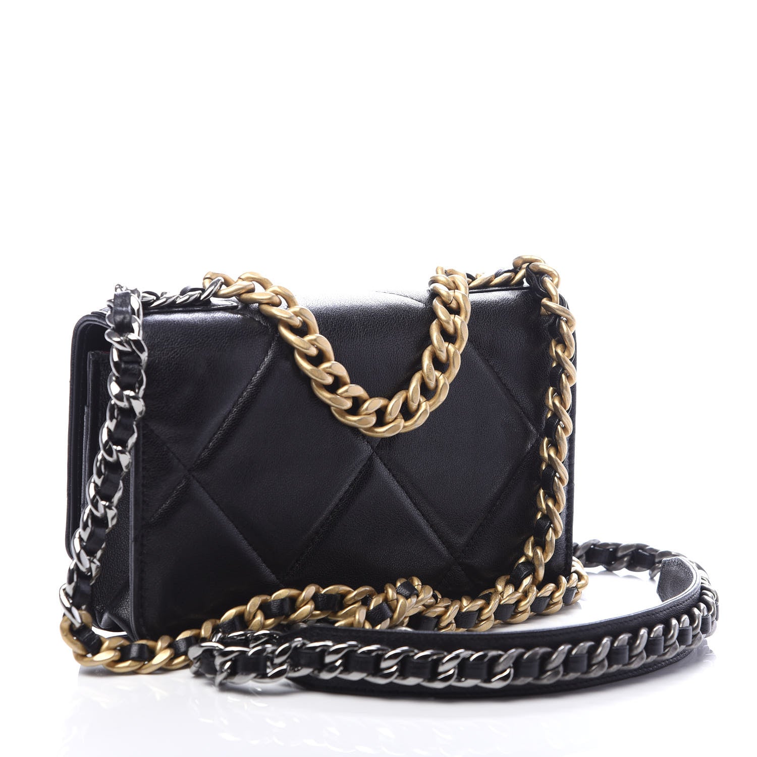 Chanel Lambskin Quilted 19 Wallet On Chain WOC Black 3 of 11