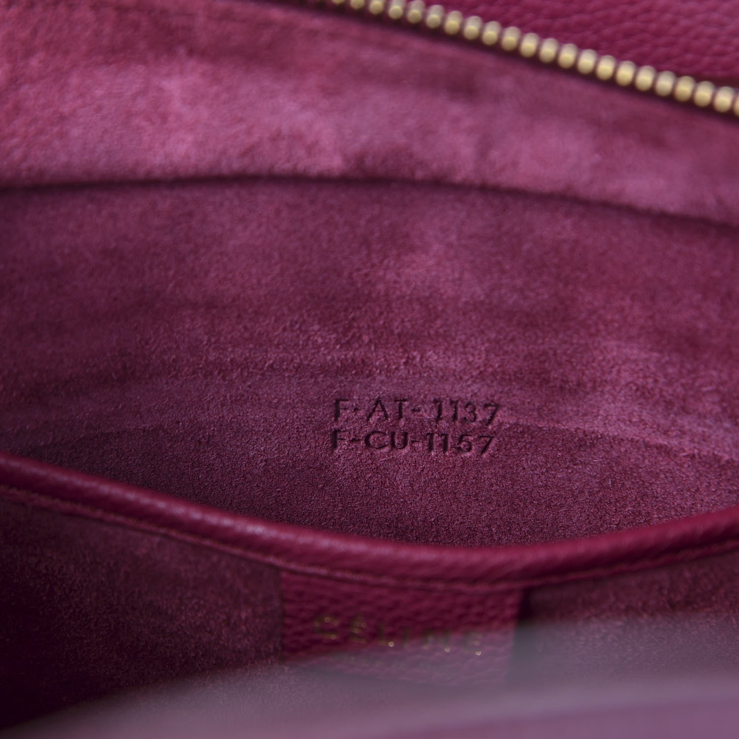 Celine Drummed Calfskin Nano Luggage Plum 8 of 10
