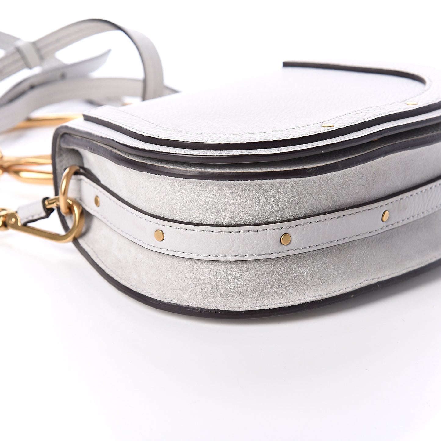 Calfskin Suede Small Nile Bracelet Bag Airy Grey