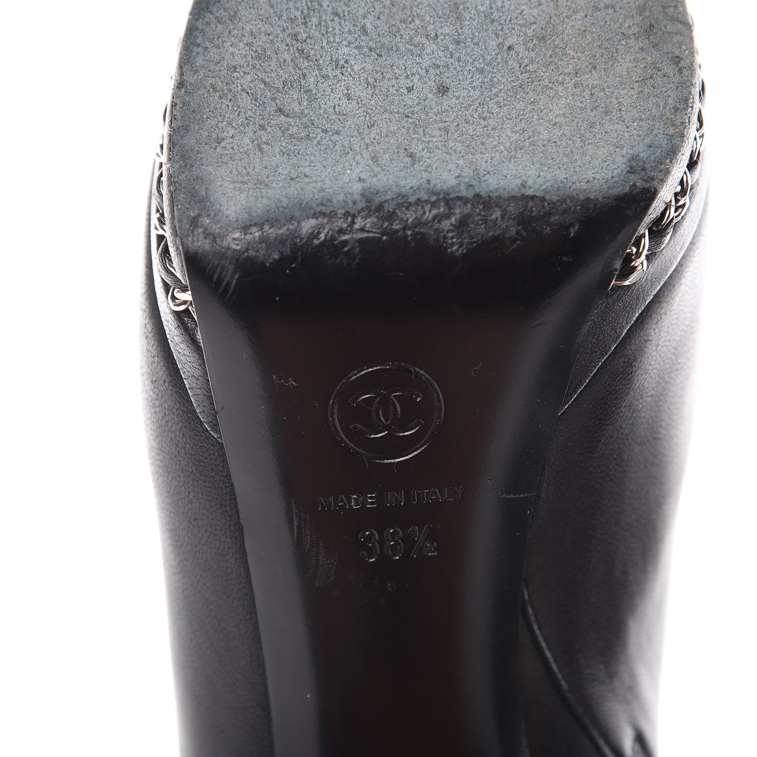 Chanel Lambskin CC Platform Cap Toe Chain Ankle Boots 38.5 Black 8 of 16