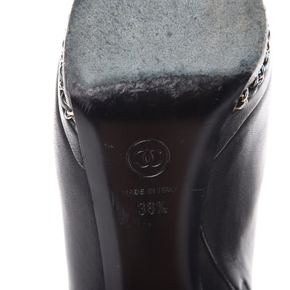 Chanel Lambskin CC Platform Cap Toe Chain Ankle Boots 38.5 Black 8 of 16