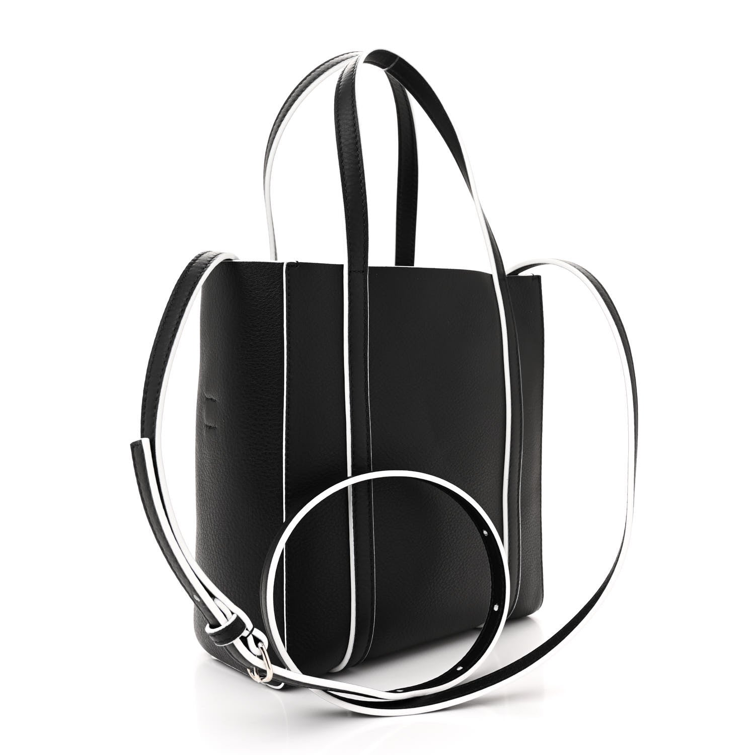Balenciaga Smooth Calfskin Logo Double Sided XXS Everyday Tote Black White 3 of 12