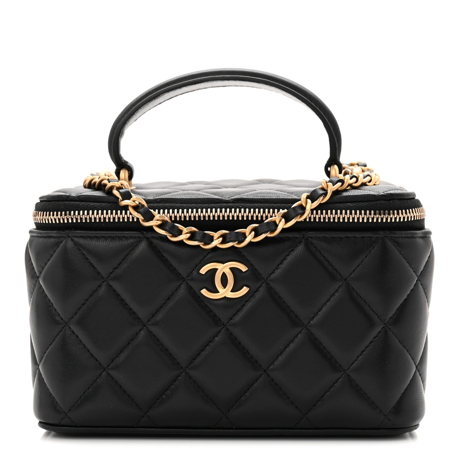 Chanel Lambskin Quilted Small Top Handle Vanity Case With Chain Black 1 of 11