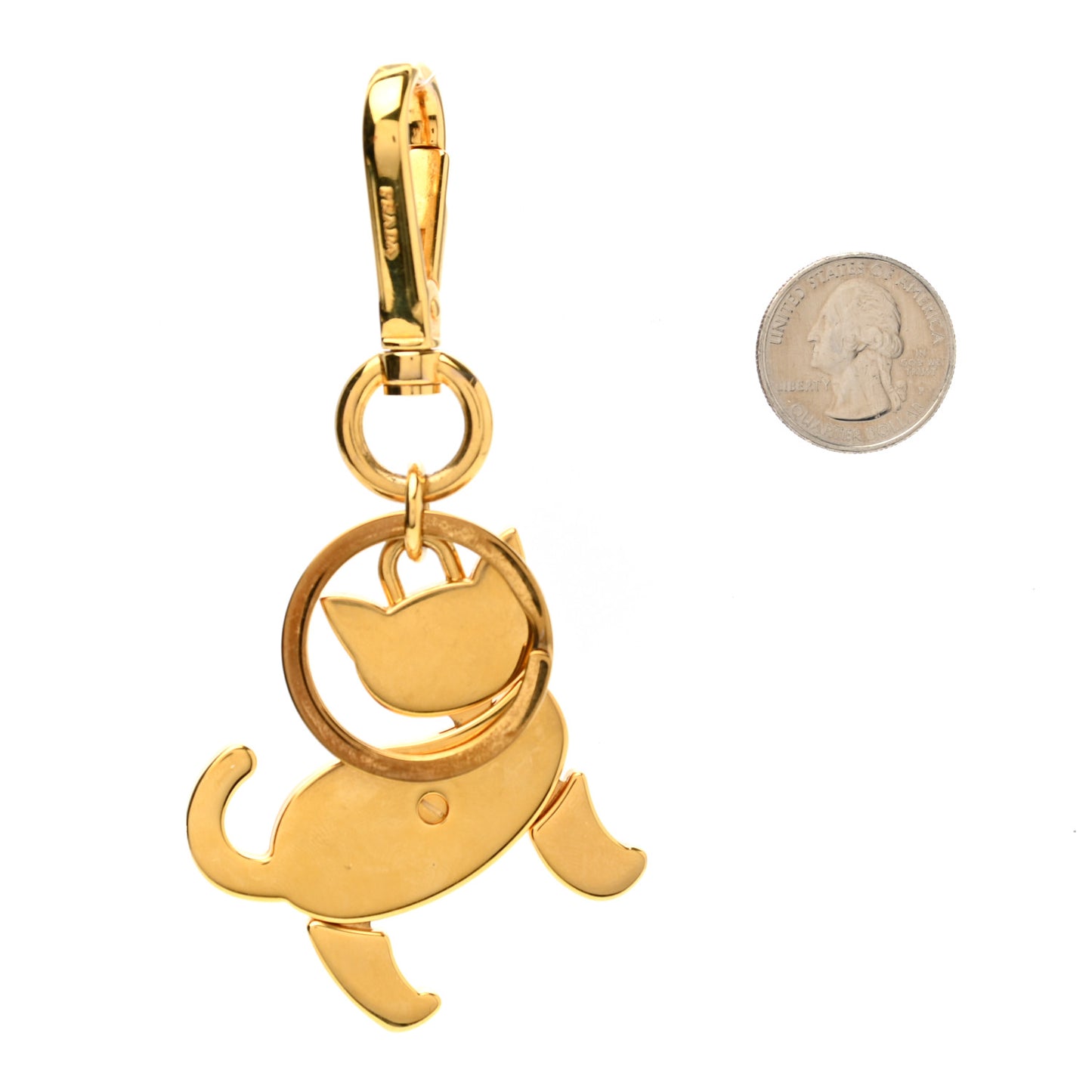Steel Enamel Logo Kitty Keychain Gold Black