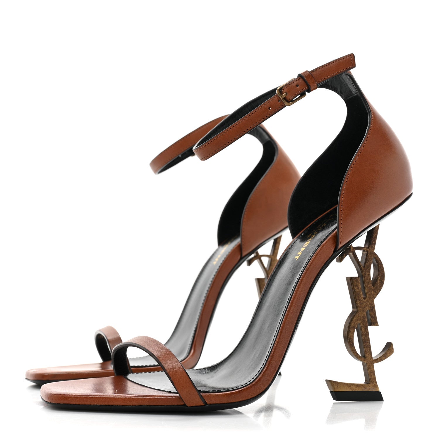 Saint Laurent Calfskin Opyum Sandals 39 Cognac 3 of 8