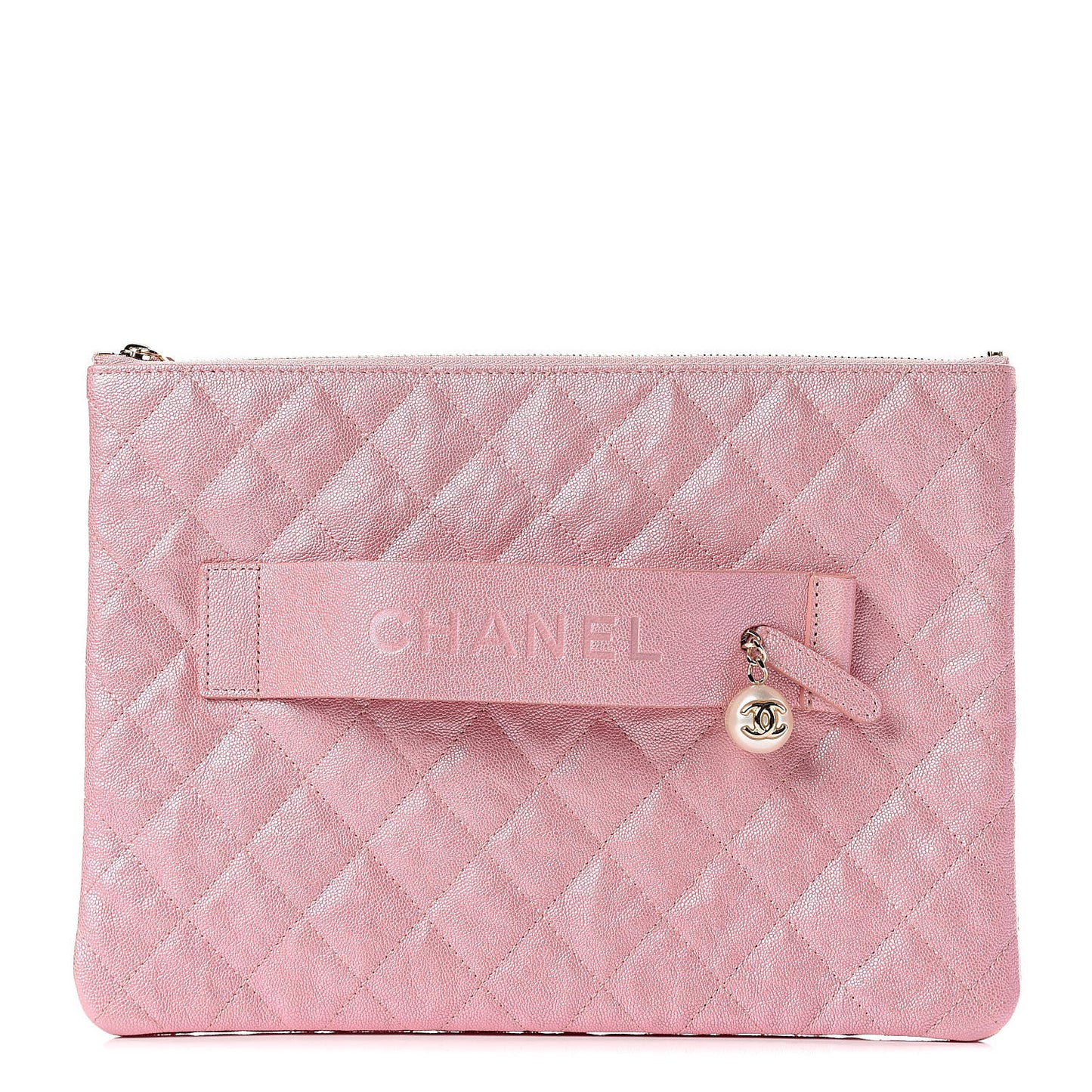 Iridescent Caviar Medium Night by the C Pouch Clutch Rose Pink