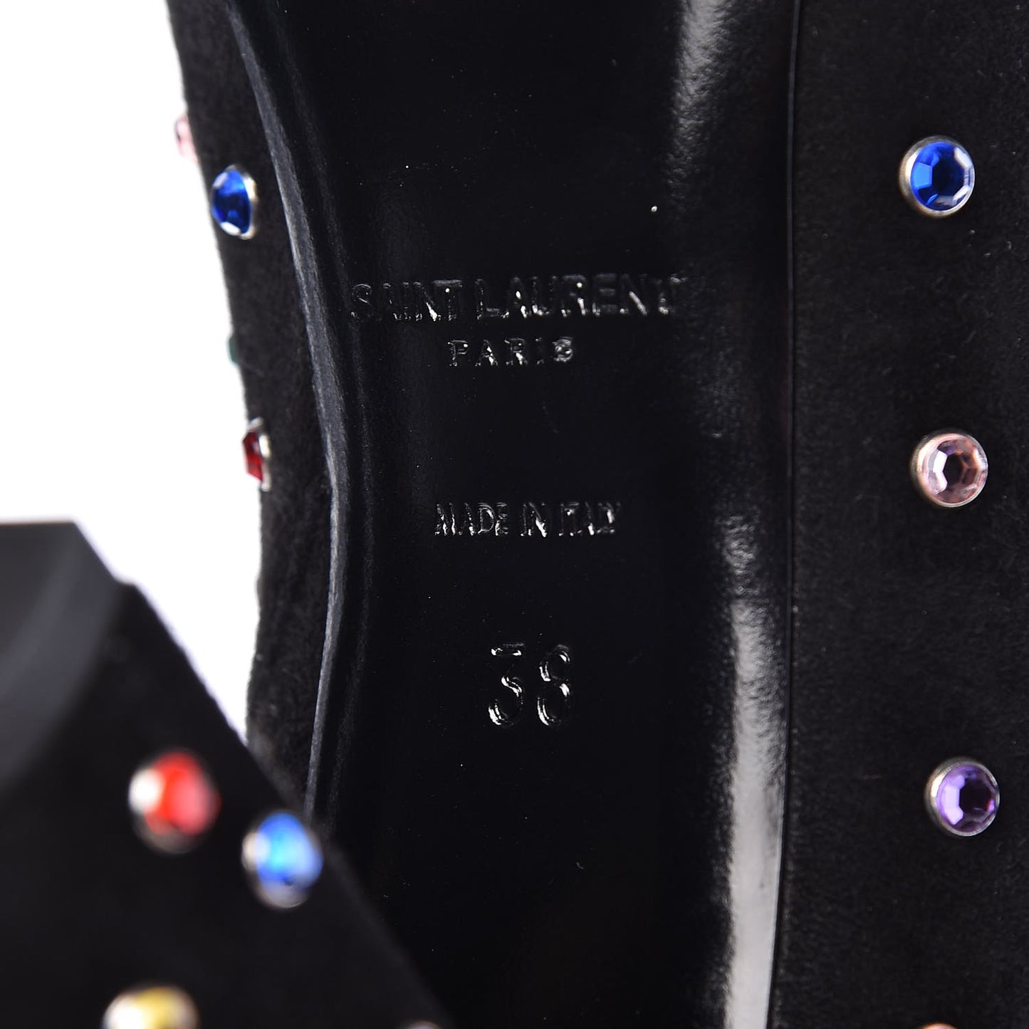 Suede Crystal Betty 95 Ankle Boots 38 Black Multicolor