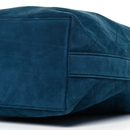 Chanel Suede Calfskin Small On My Shoulder Drawstring Bag Blue 9 of 9