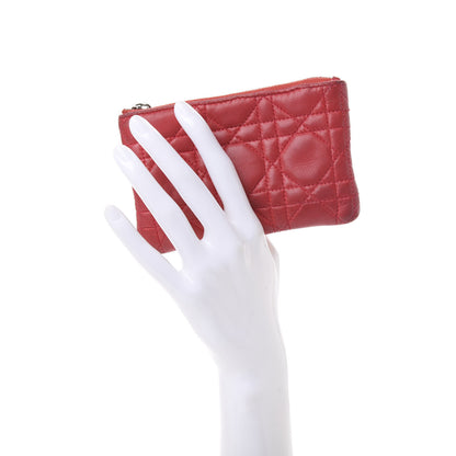 Christian Dior Lambskin Cannage Pouch Red 2 of 12