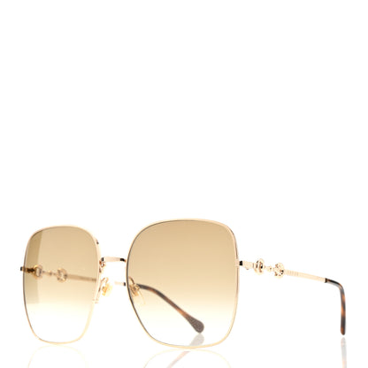 Gucci Metal Horsebit Square Sunglasses GG0879S Gold 1 of 7