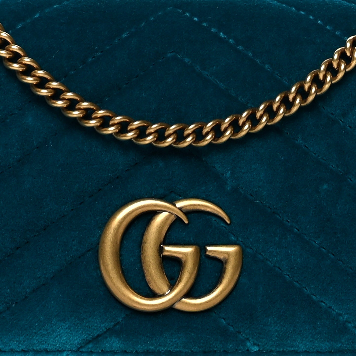 Velvet Matelasse GG Marmont Mini Bag Pavone Cyan