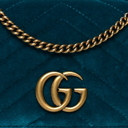 Gucci Velvet Matelasse GG Marmont Mini Bag Pavone Cyan 7 of 9