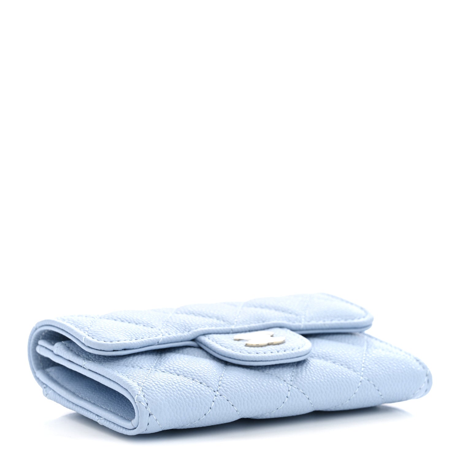 Chanel Caviar Quilted Flap Card Holder Wallet Light Blue 4 of 8