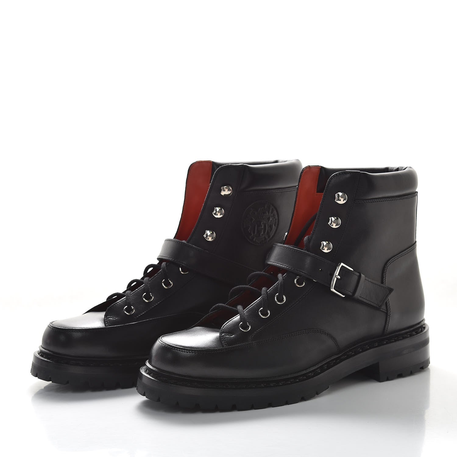 Hermes Calfskin Mens Hiking Ankle Boots 39 Black 3 of 11